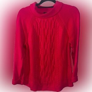 Talbots Cable-Knit Sweater Women’s Extra-Large XL Petite Pink Cowl